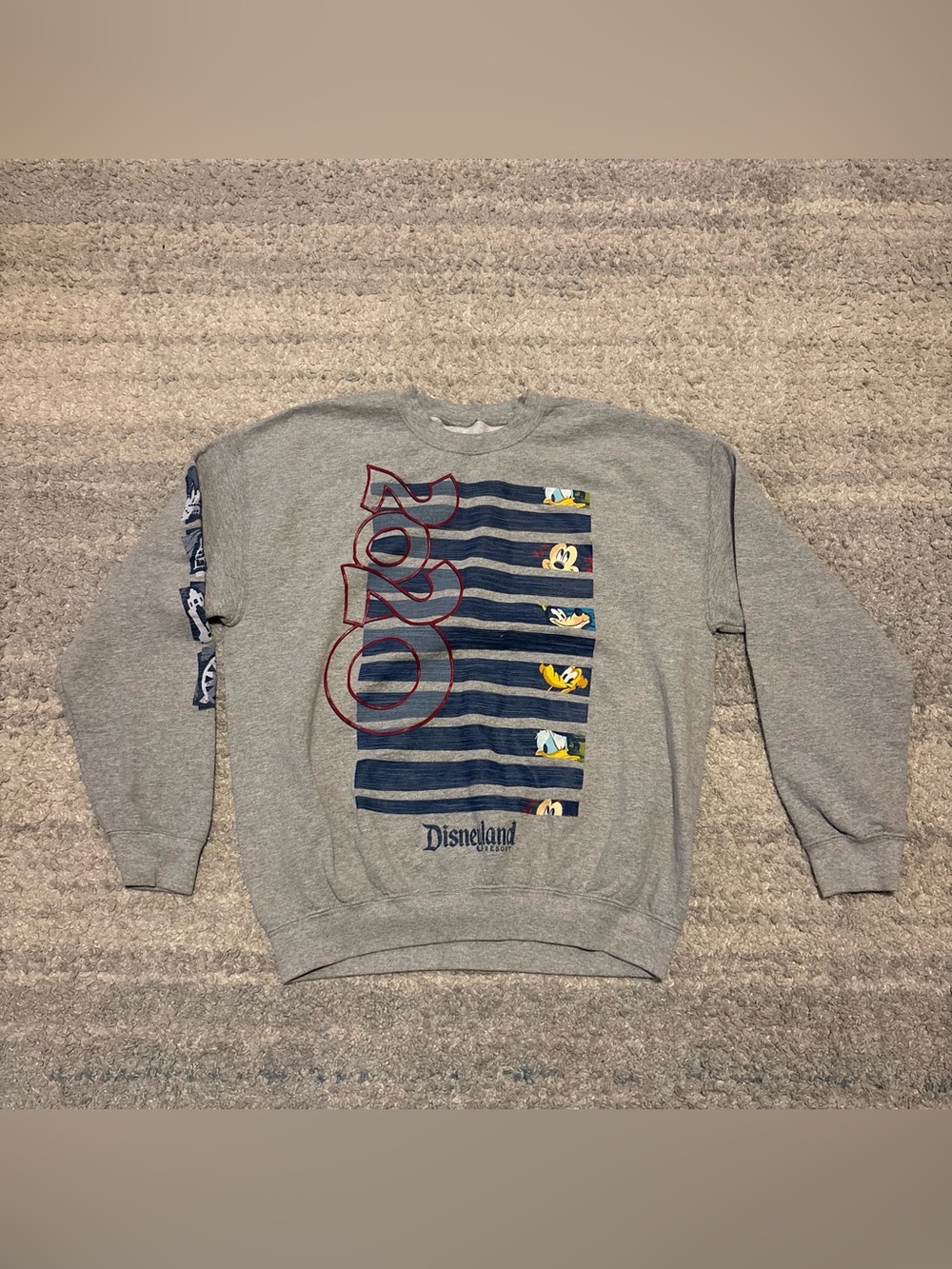 Disneyland Resort 2020 Characters Crewneck Sweatshirt Men Size Large Grey Mickey